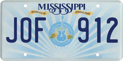 MS license plate JOF912