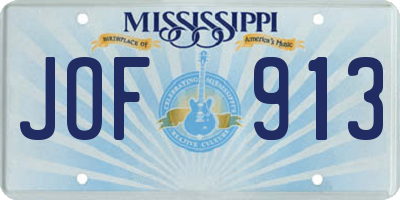 MS license plate JOF913