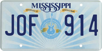 MS license plate JOF914