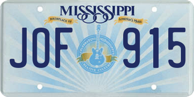 MS license plate JOF915