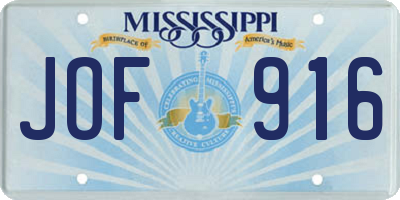 MS license plate JOF916