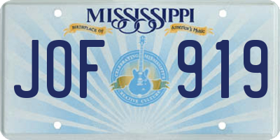 MS license plate JOF919