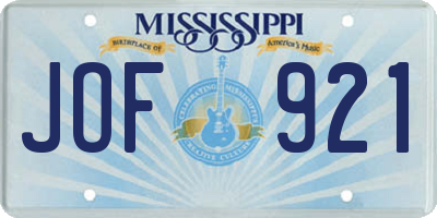 MS license plate JOF921