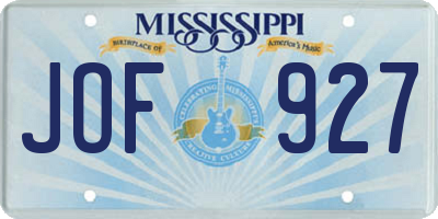 MS license plate JOF927