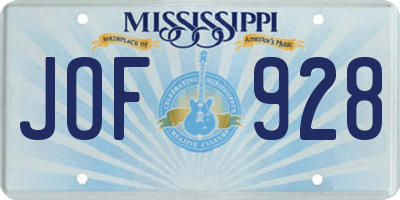 MS license plate JOF928