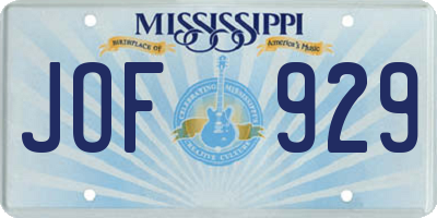MS license plate JOF929