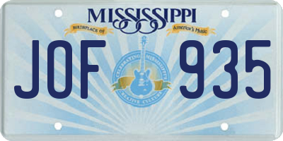 MS license plate JOF935