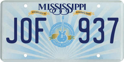 MS license plate JOF937