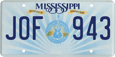 MS license plate JOF943