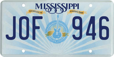 MS license plate JOF946