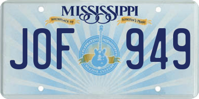 MS license plate JOF949