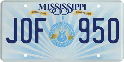 MS license plate JOF950