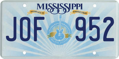 MS license plate JOF952