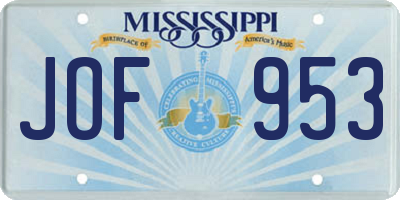 MS license plate JOF953