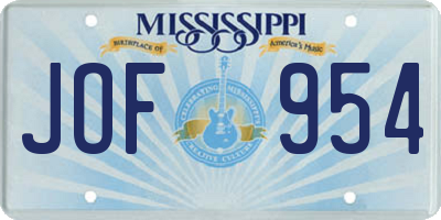MS license plate JOF954