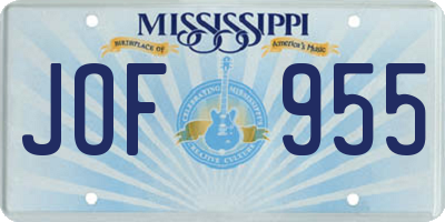 MS license plate JOF955