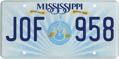 MS license plate JOF958