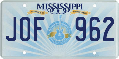 MS license plate JOF962