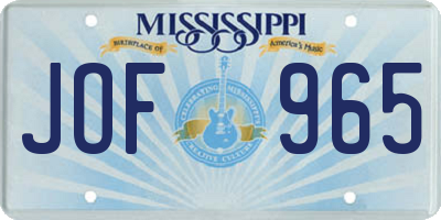MS license plate JOF965
