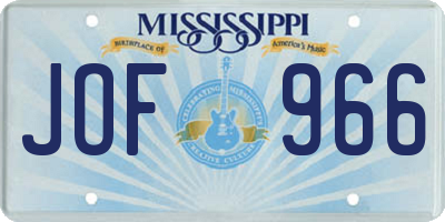 MS license plate JOF966