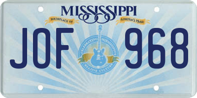 MS license plate JOF968