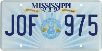 MS license plate JOF975