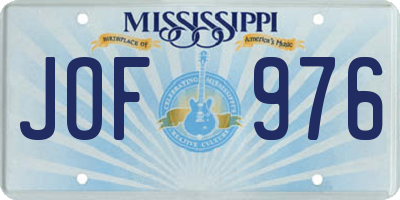 MS license plate JOF976