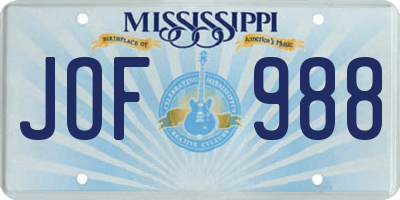 MS license plate JOF988