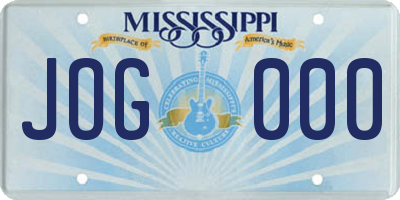 MS license plate JOG000