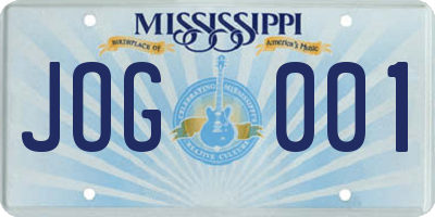 MS license plate JOG001