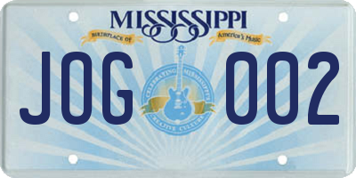 MS license plate JOG002