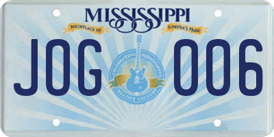 MS license plate JOG006