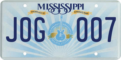 MS license plate JOG007
