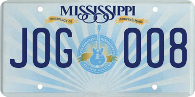 MS license plate JOG008