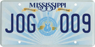 MS license plate JOG009