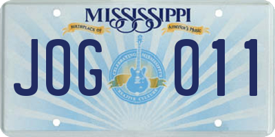 MS license plate JOG011