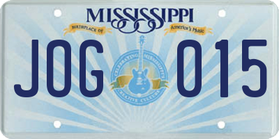 MS license plate JOG015