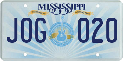 MS license plate JOG020