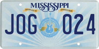 MS license plate JOG024