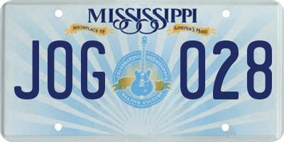 MS license plate JOG028