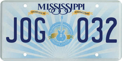 MS license plate JOG032