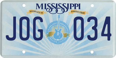 MS license plate JOG034