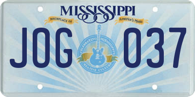 MS license plate JOG037
