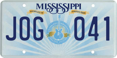 MS license plate JOG041