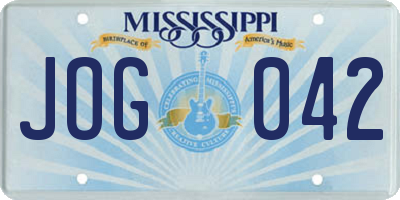 MS license plate JOG042