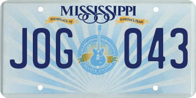 MS license plate JOG043