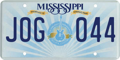 MS license plate JOG044