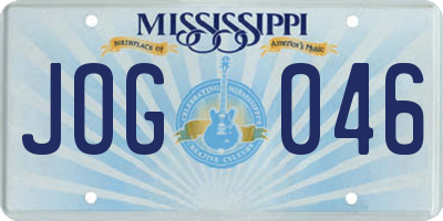 MS license plate JOG046