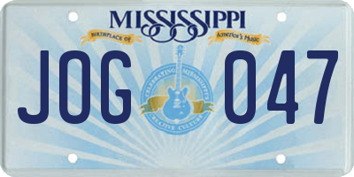 MS license plate JOG047