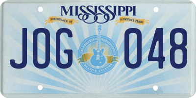 MS license plate JOG048